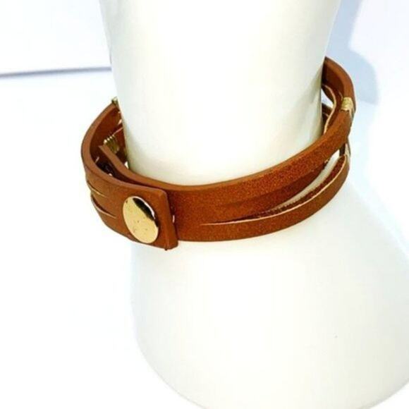 Faux-Leather Rhinestone Adjustable Bracelet - Picture 3 of 5